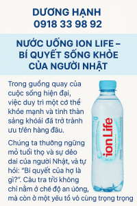 Nước Uống Ion Life - Bí Quyết Sống Khỏe Của Người Nhật