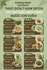 Thực Đơn 7 Ngày Detox Cơ Thể Hiệu Quả Cùng Nước Ion Kiềm